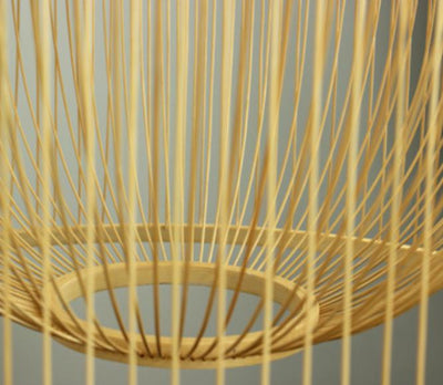 Lustre suspendu moderne chinois en bambou tressé carré rond à 1 lumière 