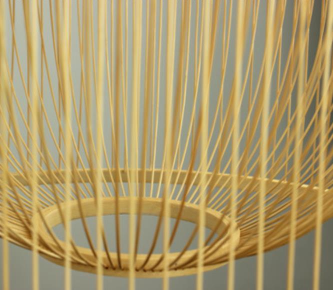 Lustre suspendu moderne chinois en bambou tressé carré rond à 1 lumière 