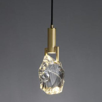 Modern Minimalist Ice Cube Crystal 1-Light Pendant Light