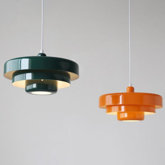Nordic Vintage Multi Layered Round Metal 1 Light Pendant Light
