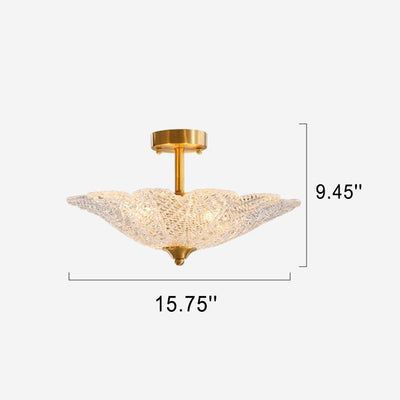 Luxury All Copper Glass Forest Design Lamp Shade 4-Light Flush Mount Light