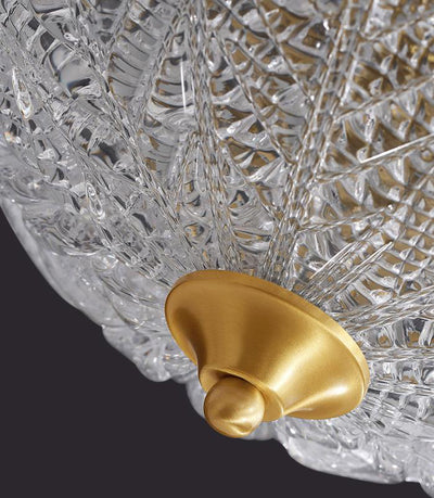 Luxuriöser Lampenschirm aus kupferfarbenem Glas im Walddesign, 4-Licht-Unterputzleuchte 