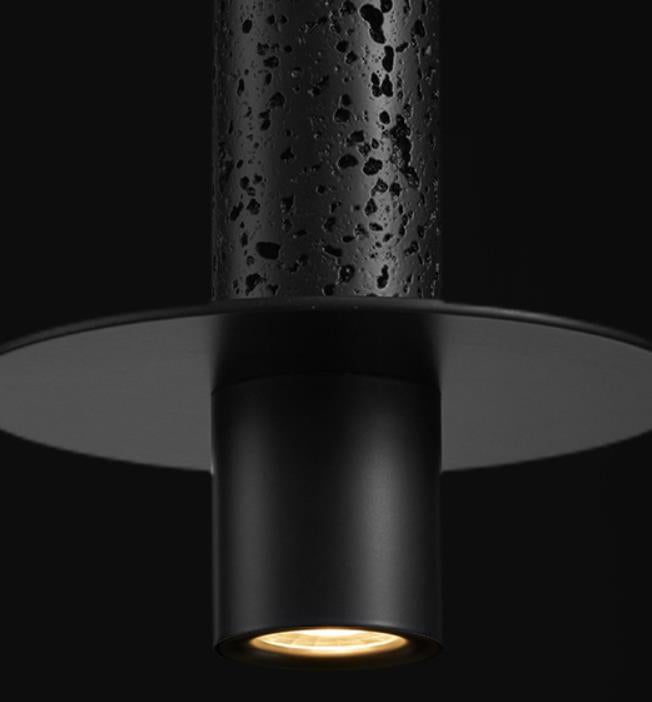 Moderne LED-Pendelleuchte mit schwarzem Lampenschirm aus Travertin 