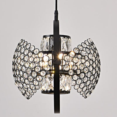 Nordic Luxury Brass Crystal Semi-Circular Rotating 1-Light Pendant Light