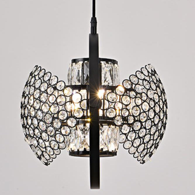 Nordic Luxury Brass Crystal Semi-Circular Rotating 1-Light Pendant Light