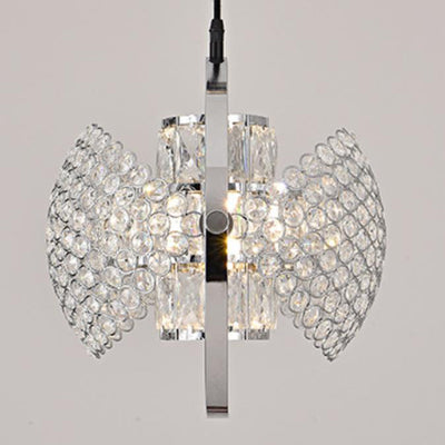 Nordic Luxury Brass Crystal Semi-Circular Rotating 1-Light Pendant Light