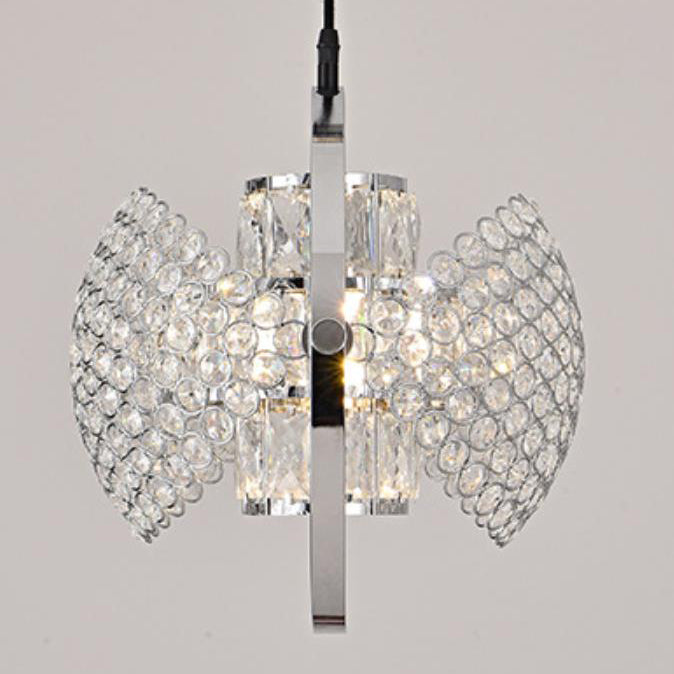 Nordic Luxury Brass Crystal Semi-Circular Rotating 1-Light Pendant Light