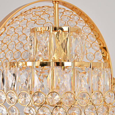 Nordic Luxury Brass Crystal Semi-Circular Rotating 1-Light Pendant Light