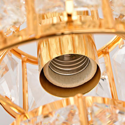 Nordic Luxury Brass Crystal Semi-Circular Rotating 1-Light Pendant Light