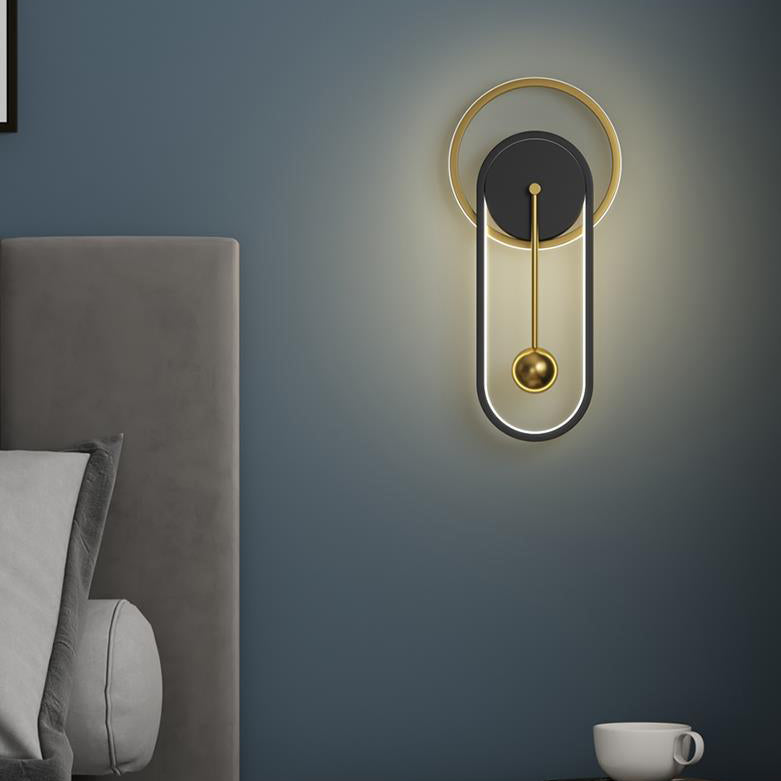 تصميم ساعة حائط حديدية صناعية نوردية مع مصباح حائط LED 