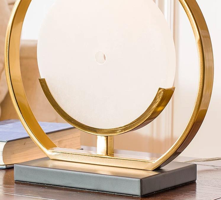 Chinesische einfache Stofflampenschirm Marmor Basis 1-Licht Tischlampe 
