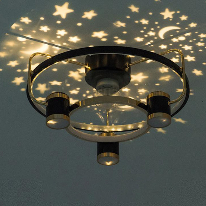 Creative Light Luxury Star Moon LED Flush Mount Fan Light