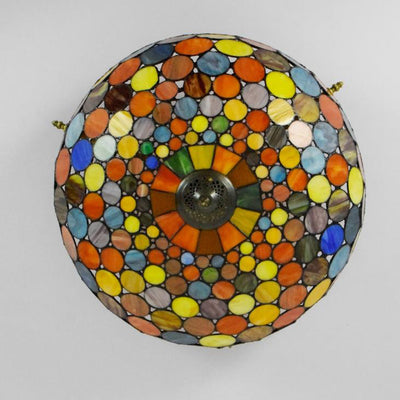 Tiffany Stained Glass Round Pattern 5-Light Flush Mount Light
