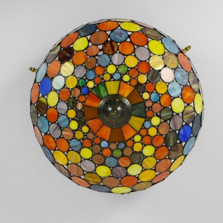 Tiffany Stained Glass Round Pattern 5-Light Flush Mount Light