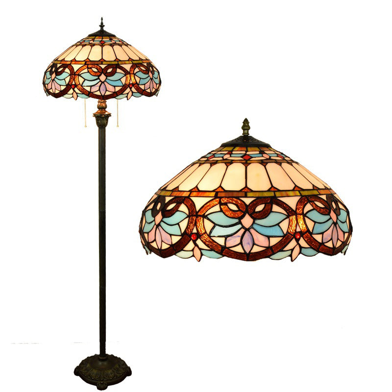 Tiffany Vintage Buntglas Liebesherz Design Stehlampe mit 2 Leuchten 