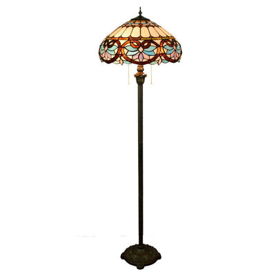 Tiffany Vintage Buntglas Liebesherz Design Stehlampe mit 2 Leuchten 