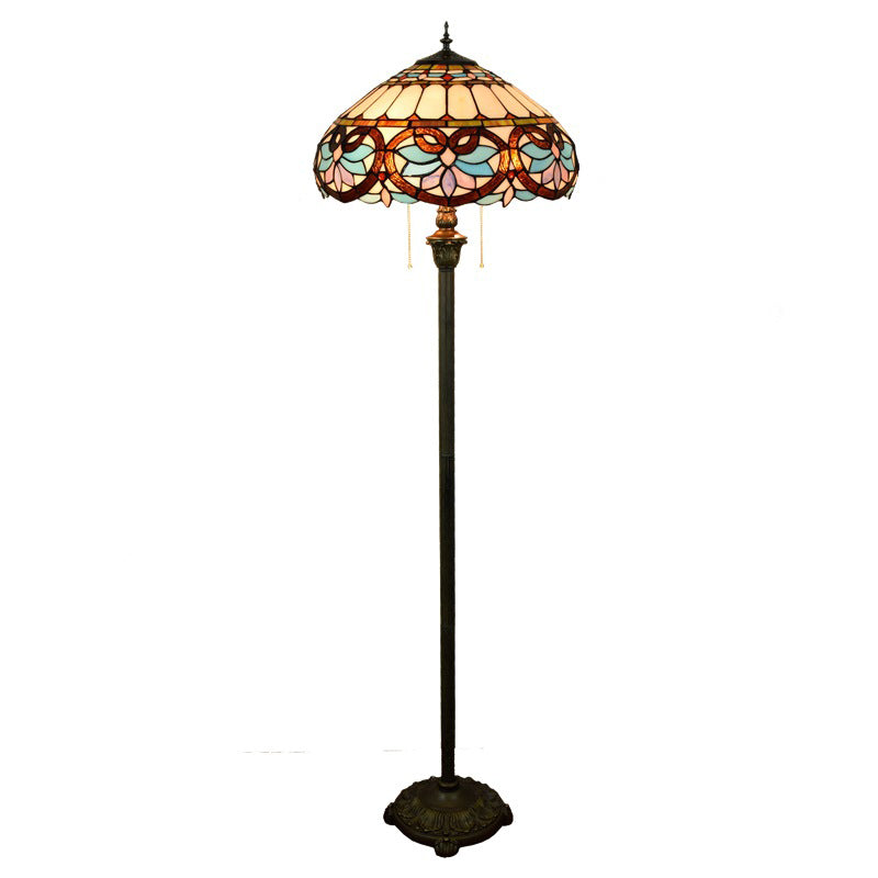 Tiffany Vintage Stained Glass Love Heart Design 2-Light Standing Floor Lamp