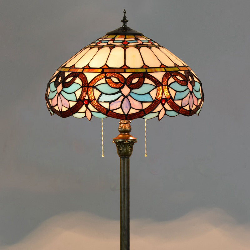 Tiffany Vintage Stained Glass Love Heart Design 2-Light Standing Floor Lamp