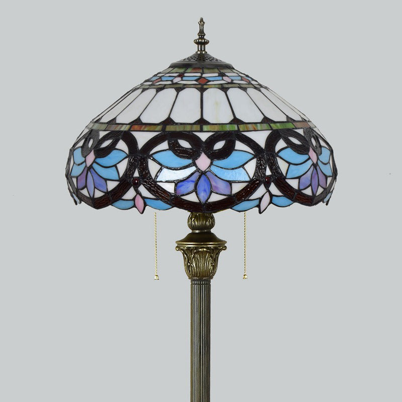 Tiffany Vintage Buntglas Liebesherz Design Stehlampe mit 2 Leuchten 