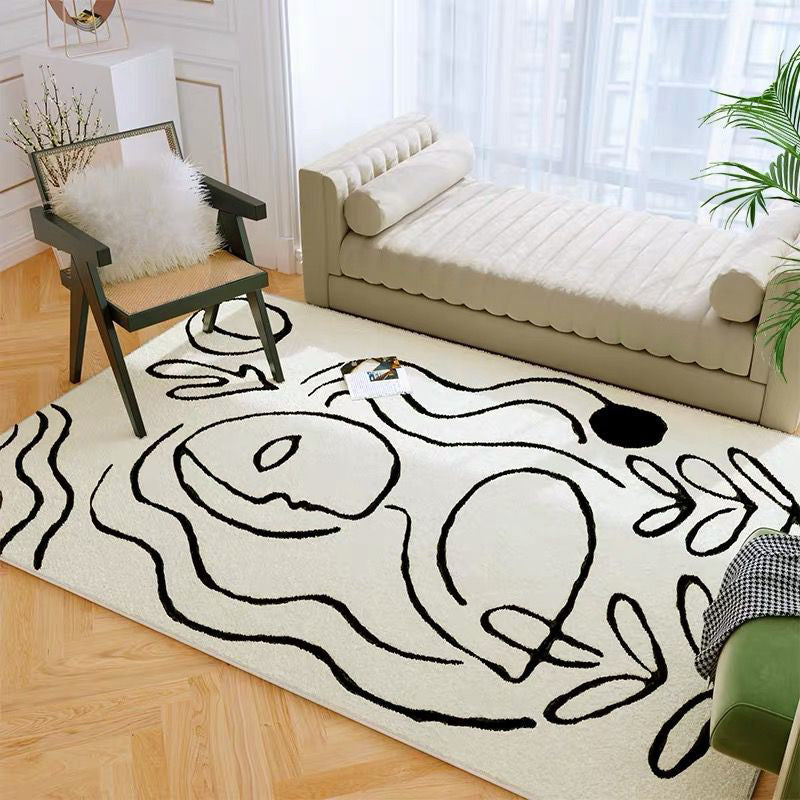 Modern Abstract Washable Rectangular Bedroom Living Room Rugs