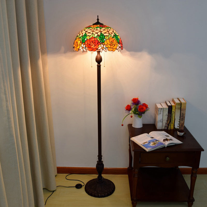 Tiffany Creative Rose Design 3-Light Standing Floor Lamp