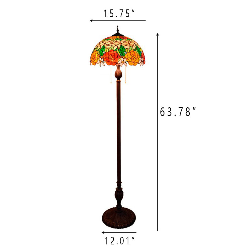 Tiffany Creative Rose Design 3-Light Standing Floor Lamp