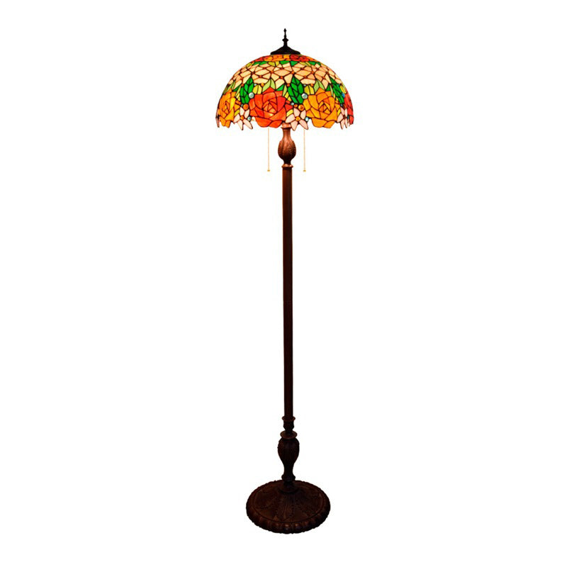 Tiffany Creative Rose Design 3-Light Standing Floor Lamp