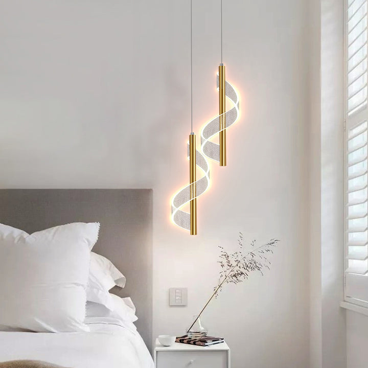Minimalistisches nordisches LED-Kronleuchter-Design mit Acrylstreifen 