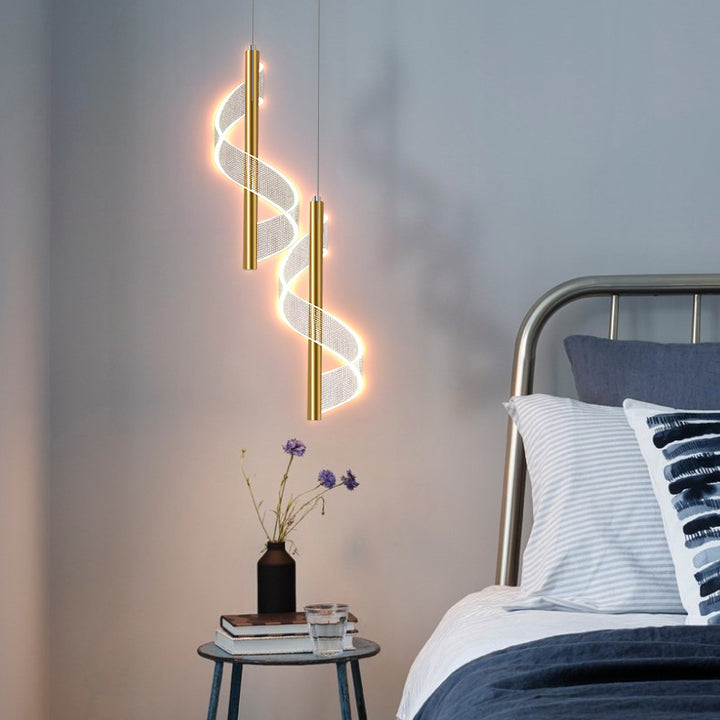 Minimalistisches nordisches LED-Kronleuchter-Design mit Acrylstreifen 