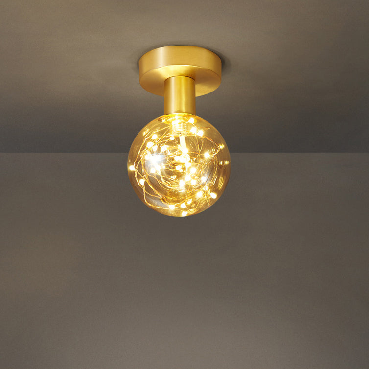 Nordic Full Copper Gypsophila Design LED Flush Mount Light