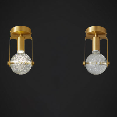 Industrial All Copper Bubble Crystal Ball Design LED Flush Mount Light