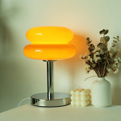 Moderne 1-flammige Tischlampe im Glas-Tart-Design