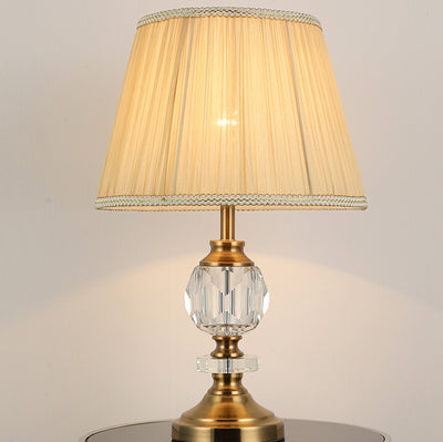 Einfache Stofflampenschirm Kristall Dekorative 1-Licht Tischlampe 