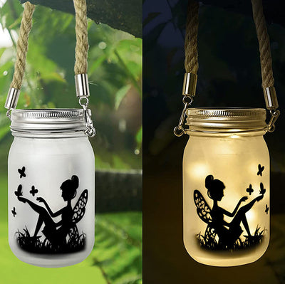 مصباح LED خارجي على شكل جرة زجاجية مثلجة من Solar Creative Fairy 
