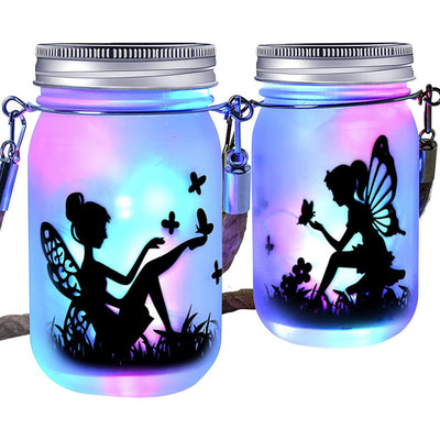 مصباح LED خارجي على شكل جرة زجاجية مثلجة من Solar Creative Fairy 