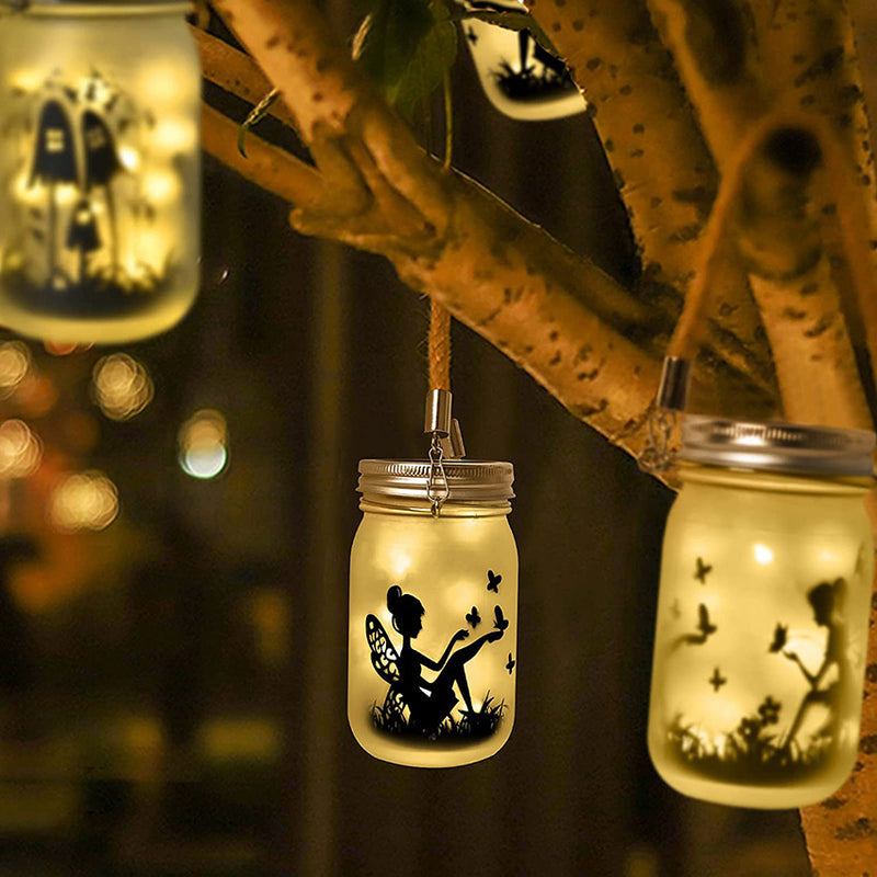 مصباح LED خارجي على شكل جرة زجاجية مثلجة من Solar Creative Fairy 