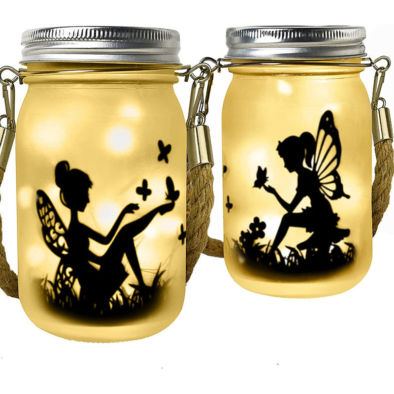مصباح LED خارجي على شكل جرة زجاجية مثلجة من Solar Creative Fairy 