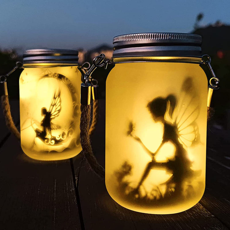 مصباح LED خارجي على شكل جرة زجاجية مثلجة من Solar Creative Fairy 