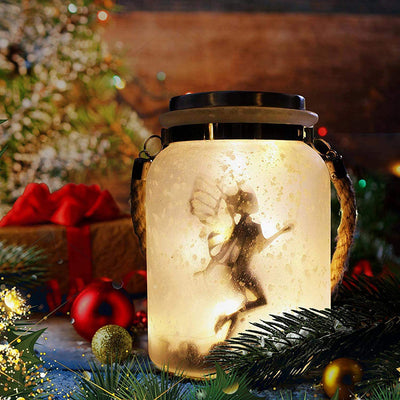 مصباح LED خارجي على شكل جرة زجاجية مثلجة من Solar Creative Fairy 