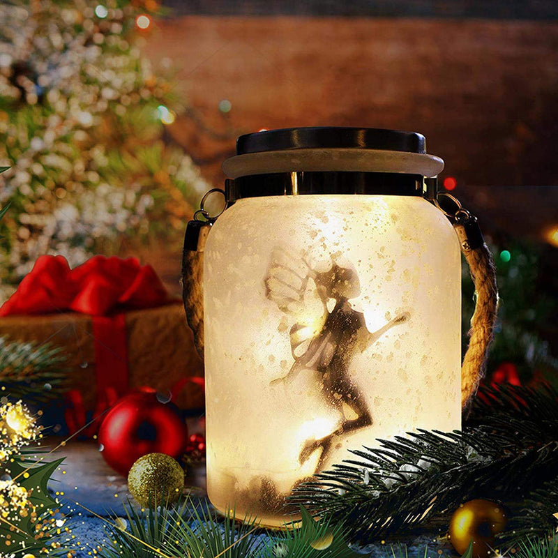مصباح LED خارجي على شكل جرة زجاجية مثلجة من Solar Creative Fairy 