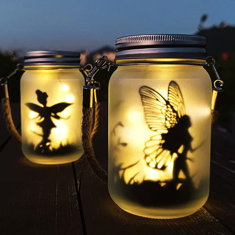 مصباح LED خارجي على شكل جرة زجاجية مثلجة من Solar Creative Fairy 
