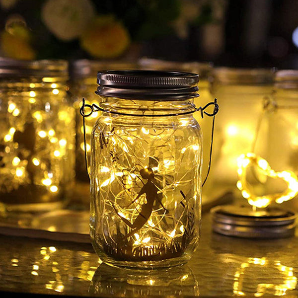 مصباح LED خارجي على شكل جرة زجاجية مثلجة من Solar Creative Fairy 