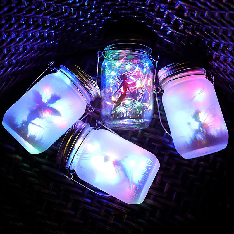 مصباح LED خارجي على شكل جرة زجاجية مثلجة من Solar Creative Fairy 