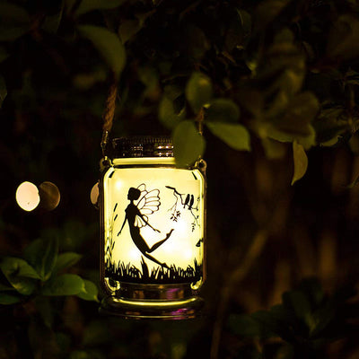 مصباح LED خارجي على شكل جرة زجاجية مثلجة من Solar Creative Fairy 