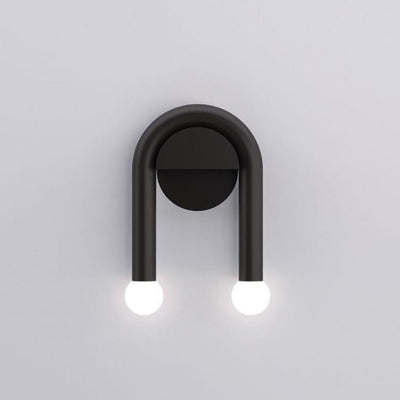 Nordic Simple Black Arched Magnetic Pole Design 2-Light Wall Sconce Lamp