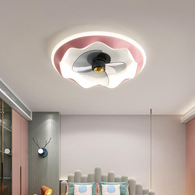 Modern Creative Round Wave LED Flush Mount Ceiling Fan Light