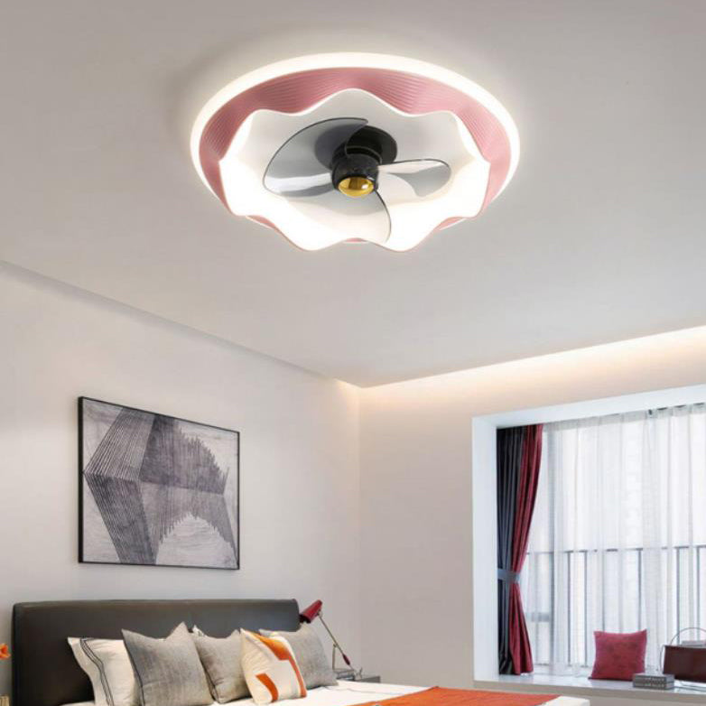 Modern Creative Round Wave LED Flush Mount Ceiling Fan Light