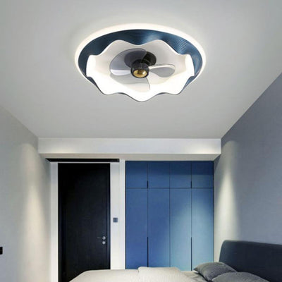 Modern Creative Round Wave LED Flush Mount Ceiling Fan Light