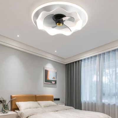 Modern Creative Round Wave LED Flush Mount Ceiling Fan Light