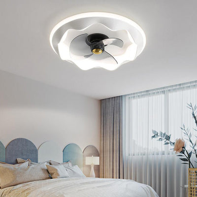 Modern Creative Round Wave LED Flush Mount Ceiling Fan Light